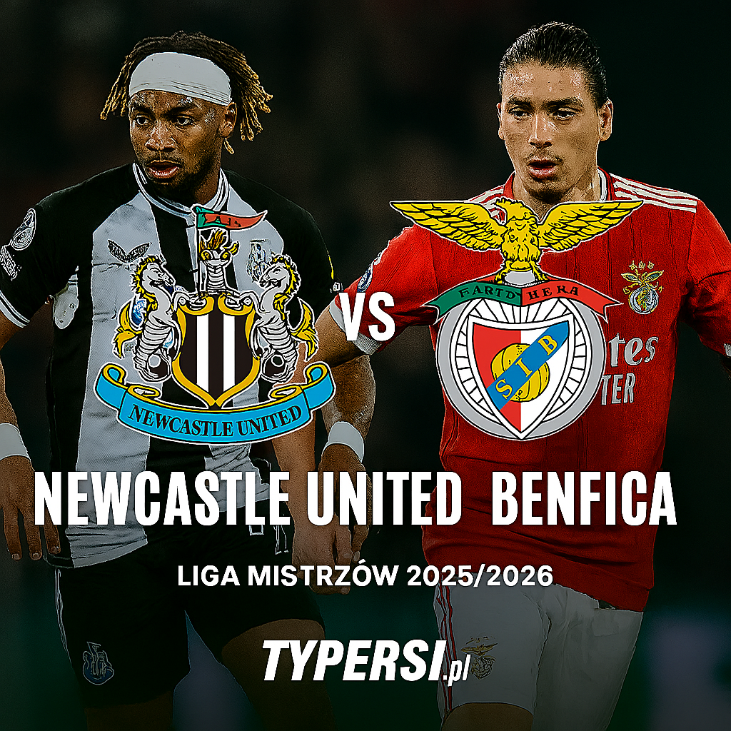 Typy bukmacherskie Liga Mistrzów 2025/2026 : Newcastle United vs Benfica - 3 kolejka