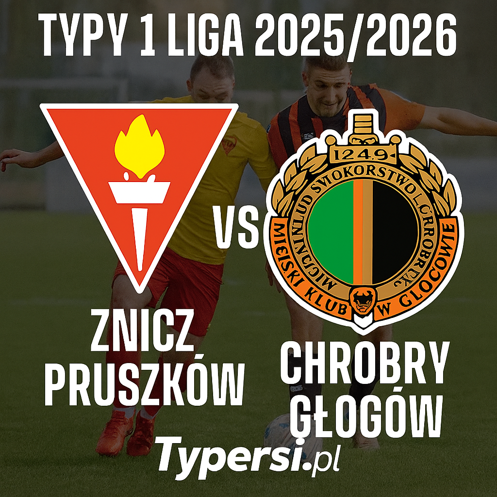 Typy 1 Liga 2025/2026 : Znicz Pruszków vs Chrobry Głogów - 15 kolejka