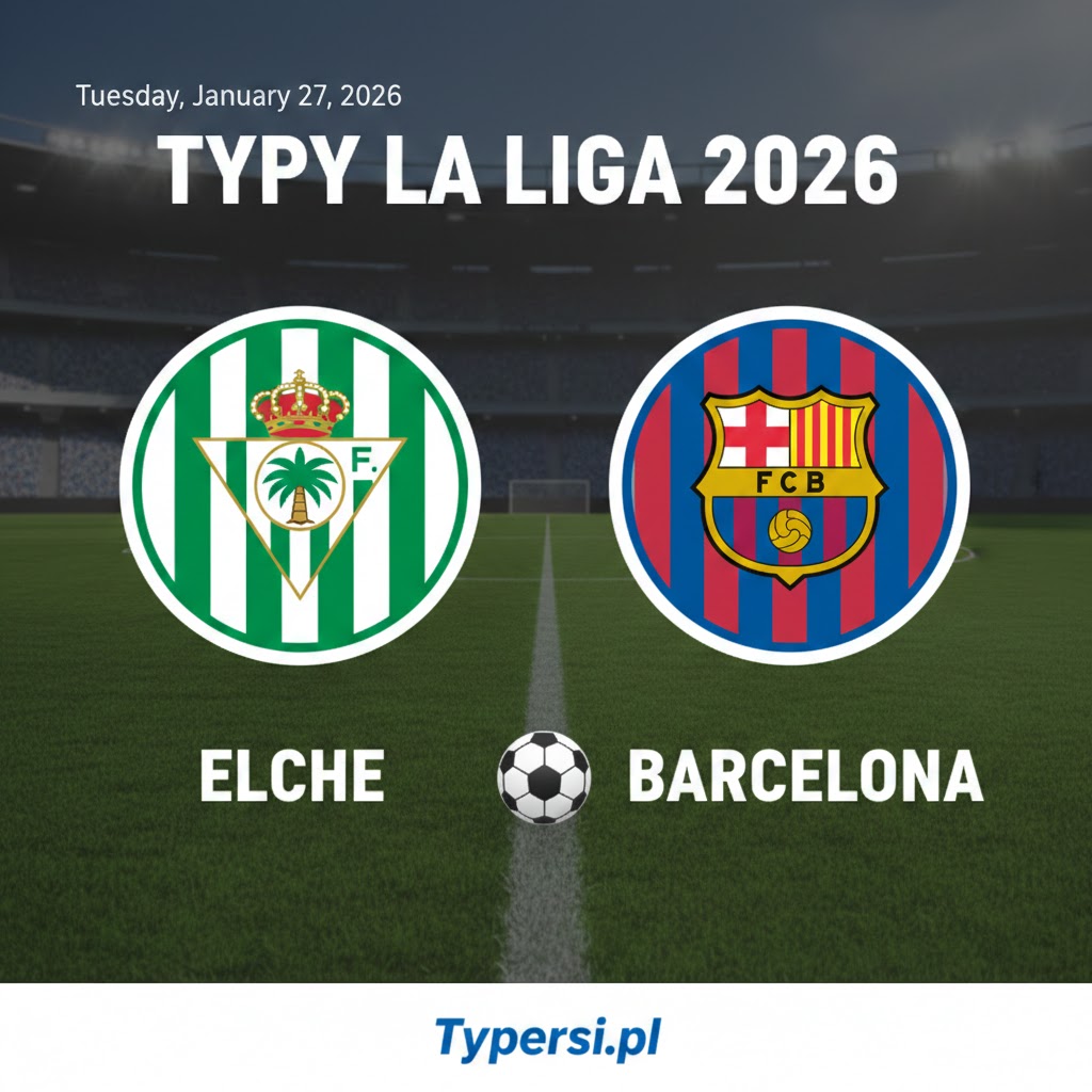 Typy Bukmacherskie La Liga 2026 : Elche vs Barcelona - 22 kolejka