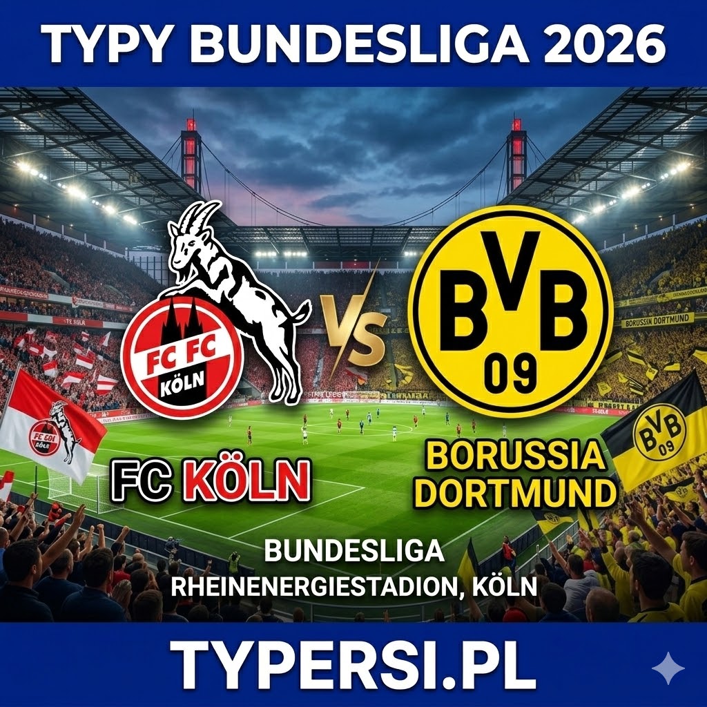 Typy Bukmacherów Bundesliga 2026: FC Koeln vs Borussia Dortmund - 25 kolejka