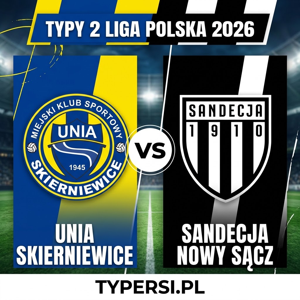 Typy Bukmacherów 2 liga polska 2026 : Unia Skierniewice vs Sandecja Nowy Sącz - 27 kolejka