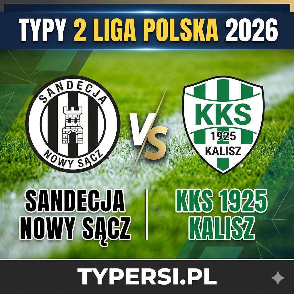 Typy Bukmacherów 2 liga polska 2026 : Sandecja Nowy Sącz vs KKS 1925 Kalisz - 28 kolejka